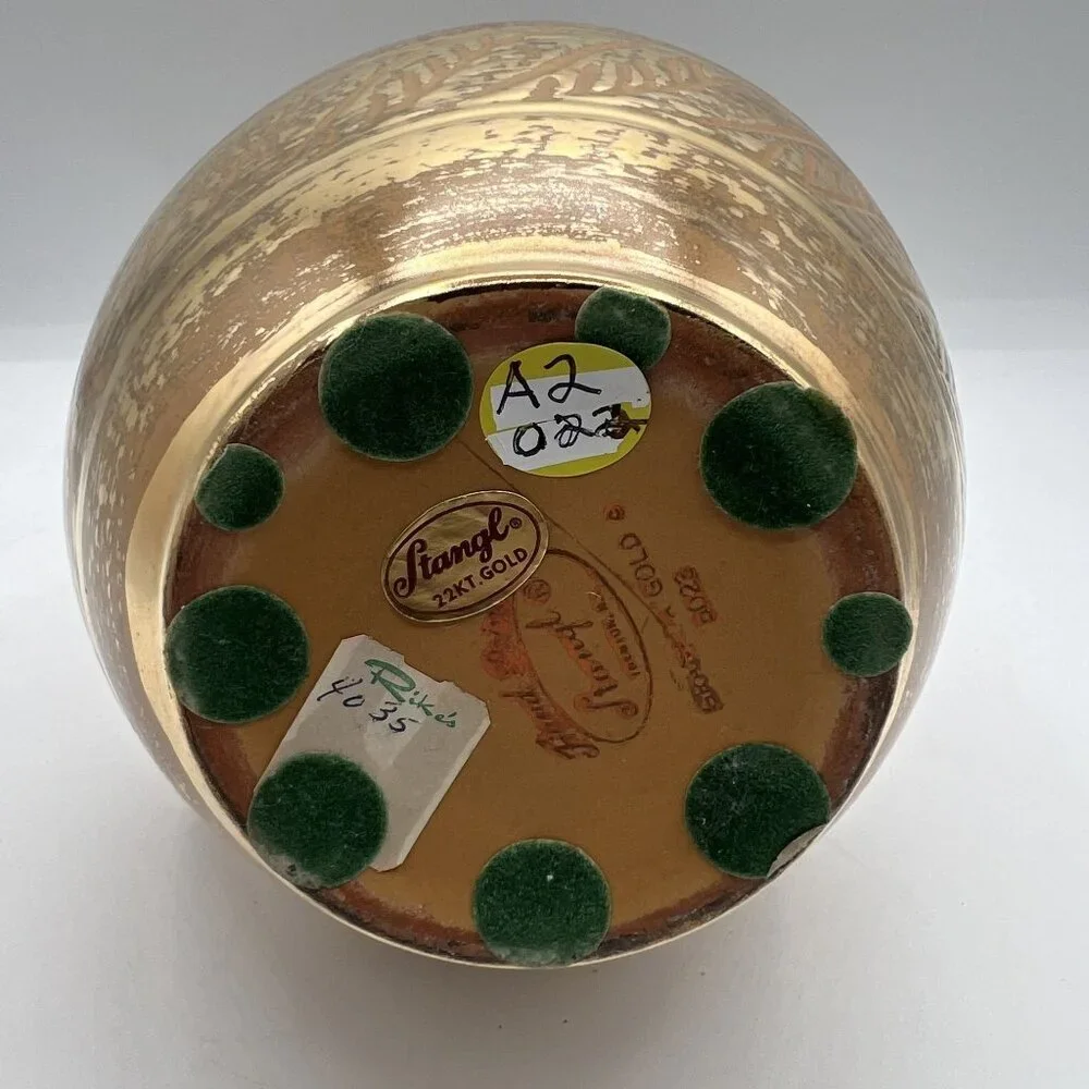 Vintage Stangl 22K Granada Gold Pottery Genie Vase 9.5